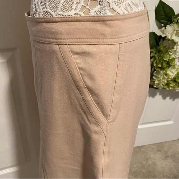 Theory Wool Knee length Skirt Zip & Button Closure Neutrals Brown size M US 6 - Picture 4 of 8